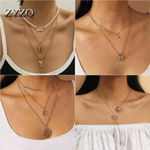 ZYZQ 2020 New Arrived Fashion Pop Portrait Pendant Necklace For Women Alloy Hip Hop Multilayer Sweater Chain Lady Jewelry