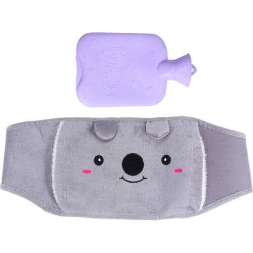 2Pcs Portable RubberHot Water Bottle Bag with Warm Plush Waist Cover Belt Plush Waist Cover Belt Set for Arthritis Therapy