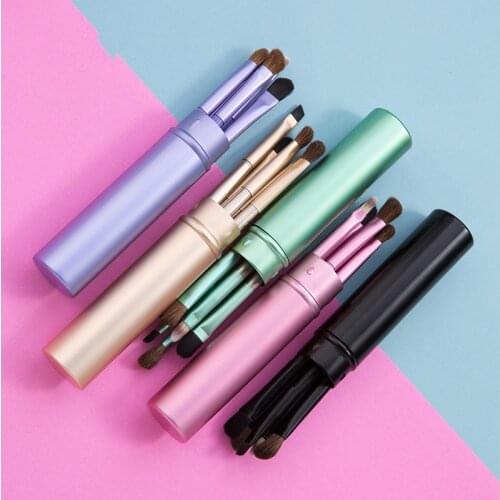 5pcs Portable Makeup Brush Horse Hair 5 Eyeshadow Eyebrown Makeup Brush Set Rich Soft Hair Strong Grip Beauty Makeup Gift Tools