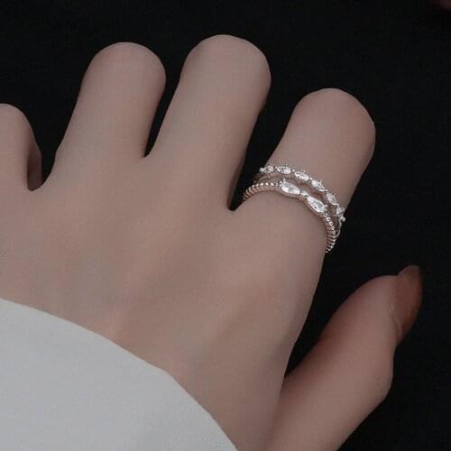 A Girl' Fashion Delicate Zircon Bowknot Opening Adjustable Rings For Women Fashion Wedding Engagement Jewelry Gifts