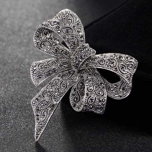 Blucome Women Vintage Bowknot Brooches Jewelry Perfect Rhinestone Crystal Pin Brooch For Women Wedding Jewelry Bridal Broches