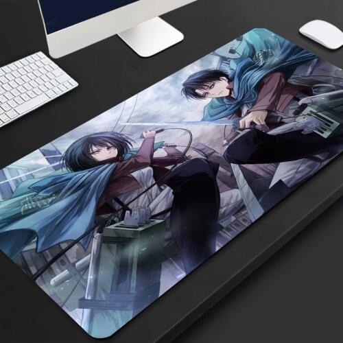 90x40cm Attack on Titan Anime Large Lock Edge Mouse Pad Computer Mousepad XXL Gaming Padmouse Gamer Keyboard manga Mouse pad mat