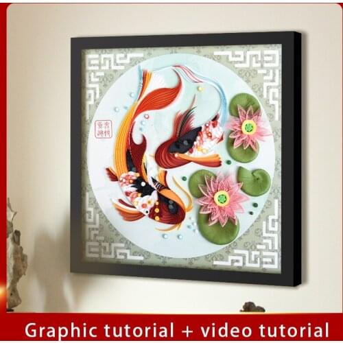 DIY Paper Quilling lucky fish decoupage paper Handmade arts and crafts home decoration origami gift quilling tools Material Kit