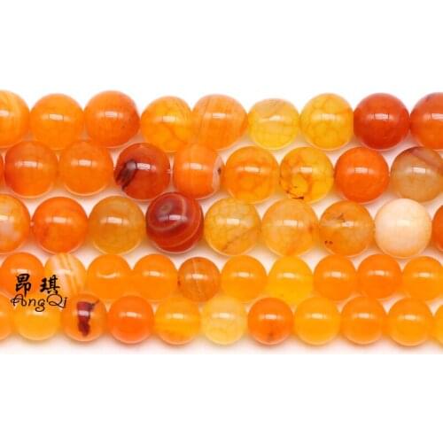 Natural Orange Red Fire Dragon Veins Agates Beads Round Loose Stone Beads For Making Jewelry DIY Bracelet Charms 15'' 6/8/10mm
