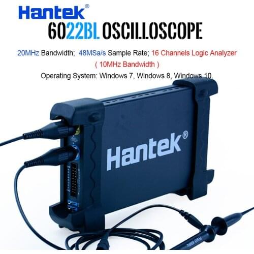Hantek 6022BL PC Digital Portable Oscilloscope Hantek Based USB + Logic Analyzer 16 Channels 20MHz Bandwidth 48MSa/s Sample Rate
