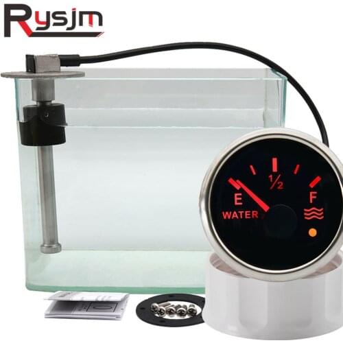 52mm Water Level Gauge + Water Level Sensor 100~550mm Stainless Steel Fuel Level Meters Fit 0~190 ohm Gauges With Warning Light