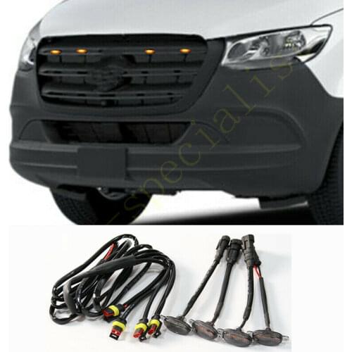 For Benz Sprinter 2500 2017-21 Grille LED Amber Light Raptor Style Trim Grill 4X