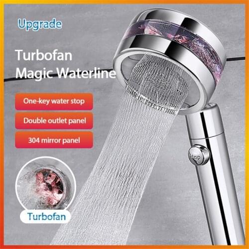 360 Degrees Rotating Shower Head Set High Pressure Shower 3 Mode Adjustable Water Saving Shower Double-sided Turbocharged Shower