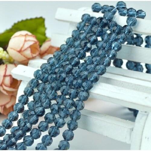 8mm 70pcs/lot Round Ball Faceted Crystal Loose Spacer Beads Navy Blue Plated Crystal Glass Beads for Jewelry Making Materials