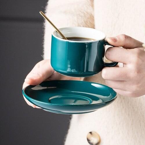 Coffee Cup Office Company Water Cup Household Flower Cup Afternoon Tea Cup Saucer Simple Coffee Cup with Milk Cup Good Quality