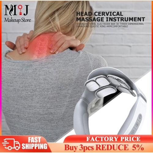 New Cervical Massager Remote Control Six-Head Electric Pulse Shoulder Massager Muscle Relaxation Relieve Pain