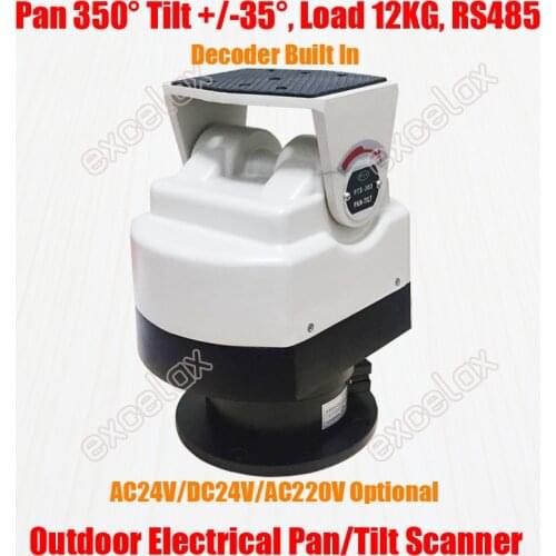 Full Metal 12KG Load RS485 Motorized Pan Tilt Scanner Decoder Auto Preset PTZ Horizontal Vertical Rotate for Outdoor CCTV Camera