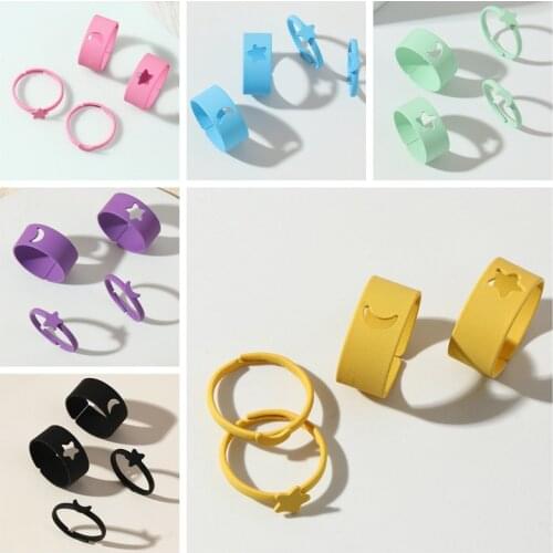 Trendy Lover Star Moon Mushroom Butterfly Rings For Women Men Couple Open Ring Set