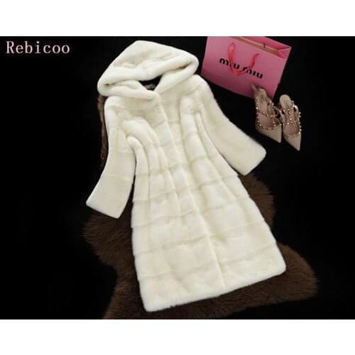Fashion fake fur coat women full sleeve wave cut genuine rabbit fur warm winter coats and jackets with a hood