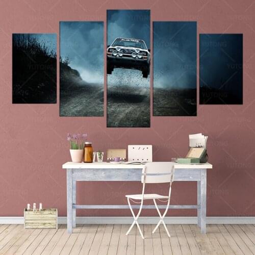 Wall Art Modular Picture Poster Canvas Printed Audi Quattro Car Painting Modern Home Decoration Living Room 5 Pieces Banner