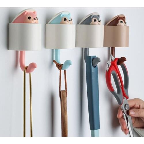 Invisible Squirrel Hook Umbrella Key Hanger Adhesive Wall Hanging Hook for Coat, Hat, Mobile Phone Decoration Wall