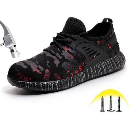 New Fashion Safety Shoes Composite Steel toe Boots Camouflage Breathable Lightweight Indestructible Puncture Proof Work Shoes