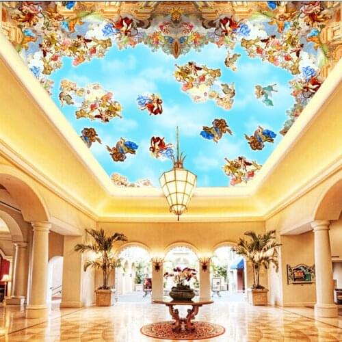 Wellyu Обои Custom mural 3d European character painting zenith ceiling wallpaper living room bedroom church decoration painting