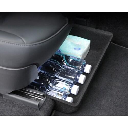 For Model Y Car Under Seat Storage Tray Shockproof Flocking Automobile Interior Under Seat Hidden Organizer 40GF