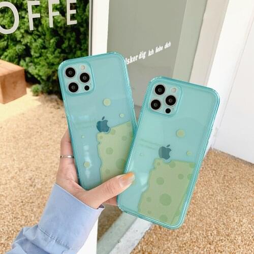 Cheese Green Transparent Phone Cases for iPhone 12 Pro Max 11 pro max X XS XR 7 8 Plus SE 2020 Shell Soft Cover