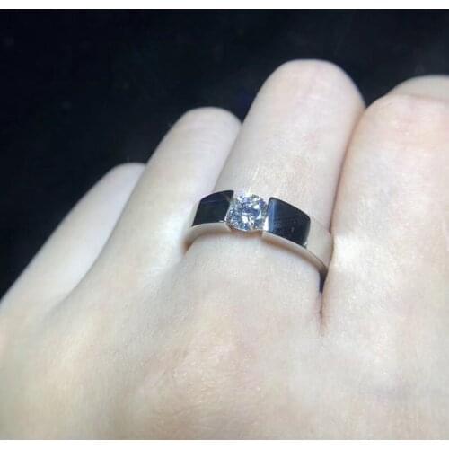 With Certificate Men Husband Gift Original 925 Silver Ring Christmas Gift Jewelry 1 Carat Zirconia Diamond Wedding Band for Men