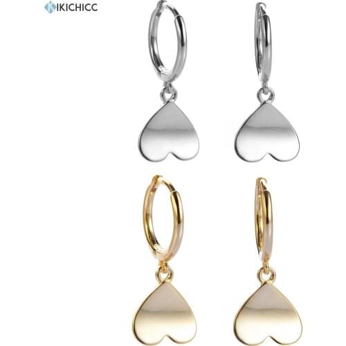 Kikichicc 925 Sterling Silver 9mm Heart Drop Earring Plain Luxury Original Women Loops Circle Round Women Jewelry For Party