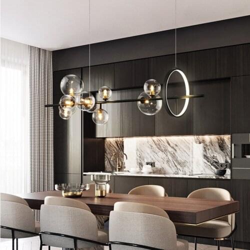 Nordic Style Molecular Livingroom Led Pendant Lamp Creative Art Glass Ball Diningroom Cafe Bar Decor Suspension Light Fixtures