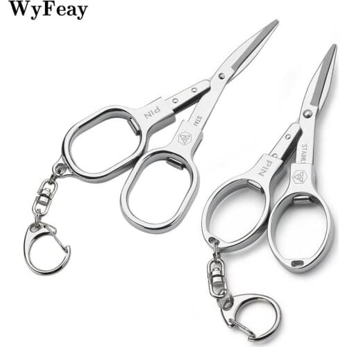 Stainless Steel Folding Scissors Keychain Fold Fishing Scissor Cutter Camping Embroidery Scissors Tailor Scissors Paper Cutting