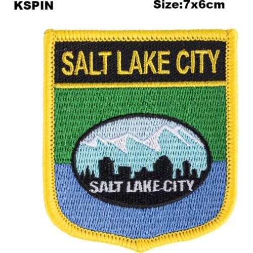 Salt Lake City Shield Shape Flag patches embroidered flag patches national flag patches for Cothing DIY Decoration