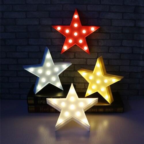 Star 3D LED Night Light Christmas Tree Decorative Luminous Neon Lamp for Living Room Party Holiday Birthday Decoration Gift