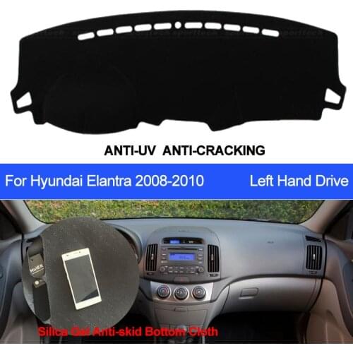 TAIJS Car Dashboard Cover Silicone Non-Slip For Hyundai Elantra 2008 2009 2010 Dash Mat ANti-UV Carpet Automobile DashMat
