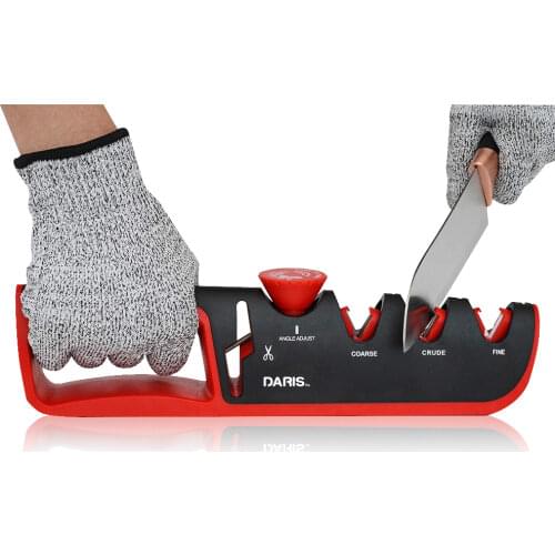 Knife Sharpener Kitchen Knife Accessories 4 Stage Helps Repair Restore Polish Blades and Microfiber Wipe Adjustable Angle Grind