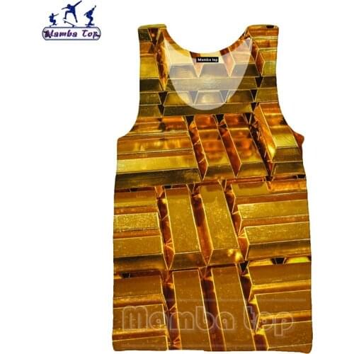 Mamba top 3D Print Gold Vest Diamond Mens Tank Tops Glow Loose Sleeveless Fitness Women Shirt Men Undershirt Hip Hop Sportswear