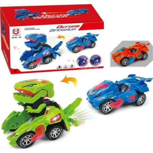 Transformation Electric Dinosaur Led Car Universal Wheel deform Robot Vehicle Toy With Lights Sounds Gift for Kids