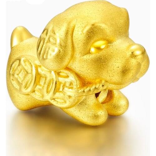 Solid 999 Yellow Gold Coin Dog Bracelet
