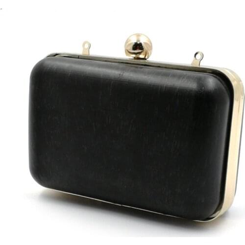 13.5X9 cm Gold Color With Bow Or Round Ball Metal Box Clutches Evening Day Clutches Purse Frame Black Plastic Cover Frame Purse