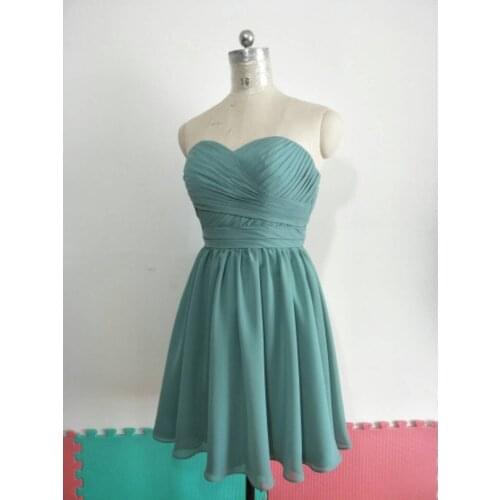 Elegant A-Line Chiffon Short Bridesmaid Dresses with Pockets Sweetheart Pleated Custom Corset Back Formal Wedding Party Dresses