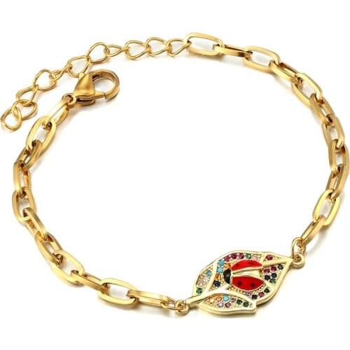 High Quality Adjustable Handmade Bracelet Maple Leaf Copper Cubic Zirconia Ladybug Bracelets Women Mom Best Party Jewelry Gift