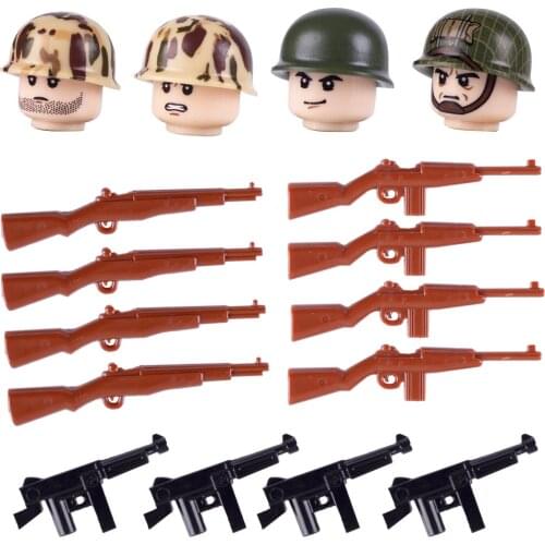 WW2 Military Soldiers Building Blocks Airborne Division 101st Helmets M1 Garland Guns Thompson Weapons US Marine Corps Toys D207