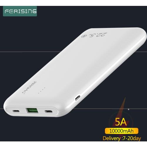 FERISING 5A/22.5W PD Fast Charger 10000mah Power Bank USB Type C External Battery QC4.0 10000 mAh Powerbank for Oppo oneplus Mi