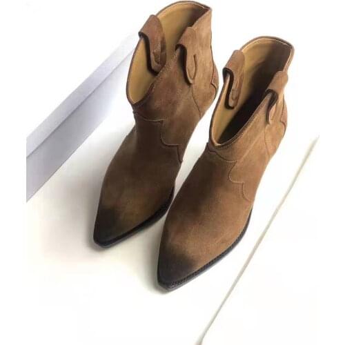 Womens Shoes Paris Dewina 40 Cowboy Boots Genuine Suede Fashion Ankle Boots