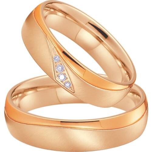 Ladies love Rose Gold Filled Alliance Wedding Band Jewelry Ring Men Promise Anniversary Engagement Couple Rings for women