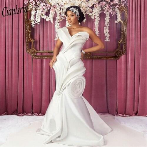 Modern Strapless 3D Stereo Pleat Long Mermaid Wedding Dresses Handmade Flowers Ruffles Sleeveless Bridal Gowns