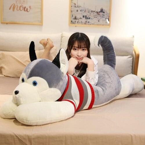 130cm Giant Long Husky Dog Plush Toy Soft Stuffed Cartoon Animal Doll Girlfriend Sleeping Pillow Cushion Home Decor Kids Gift