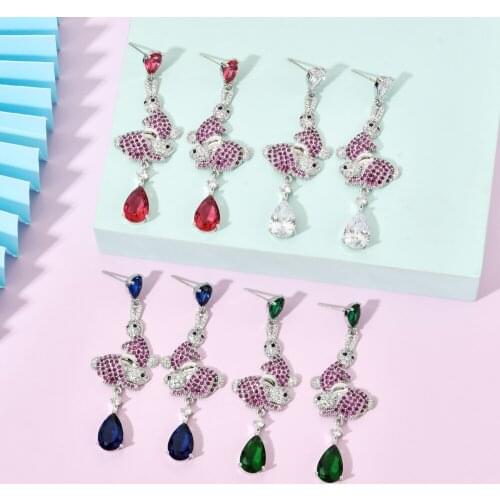 2020 new fashion temperament bunny zircon long tassel earrings female/girl wedding party new bride jewelry earrings ER-444