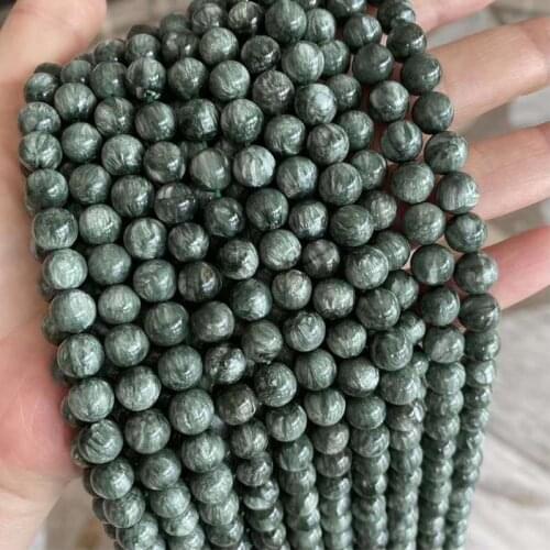 6mm -14mm Natural Genuine Green Seraphinite stone loose beads for jewelry design DIY