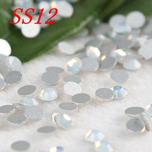 Whiteopal SS12 non hot fix flatback rhinestone 3d nail art crystal glass stones DIY Mobile phone stick rhinestones