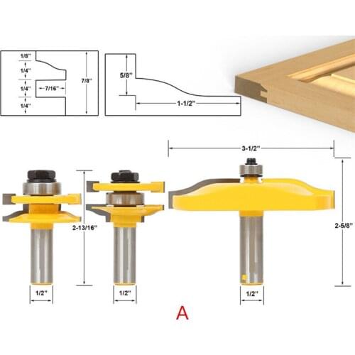 Freeshipping 3 pcs/lot 1/2 Handle Panel Cabinet Door Router Bit Wood Milling Cutter wood wroking tool
