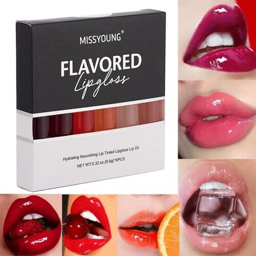 6 Color Lip Shiny Transparent Mirror Lip Gloss Moisturizing Hydrating Lip Balm Lip Oil Lip Care Cosmetics