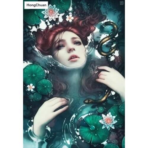 Fast delivery lotus beauty square/round diamond embroidery mosaic DIY 5D diamondpainting home decoration mural crossstitch gifts